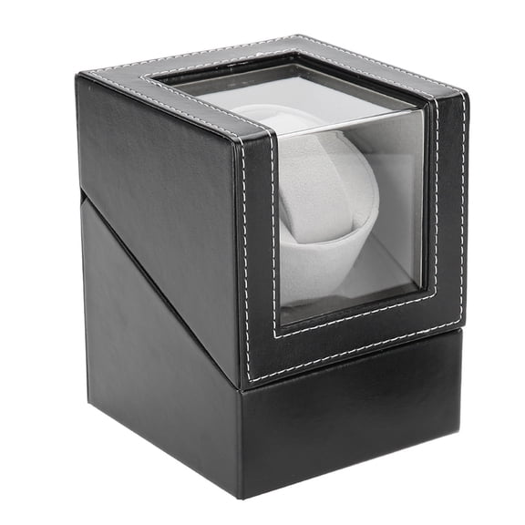Riousery Single Watch Winder Holder Display Storage Automatic Mechanical Watch Box PU Leather Premium Organizer for Timepieces, Black (US Plug 110-240V) - 6.3 inches / 16 cm Dimensions
