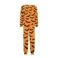 thumbnail image 4 of Family Halloween Pajamas Matching Sets, Orange Black Bat Print Soft Long Sleeve Top and Long Pants Halloween Pajamas for Family, 2 Piece Holiday Sleepwear Halloween Family Pjs Set, 4 of 4