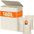 thumbnail image 1 of Cesto de ropa Lifewit Triple con tapa y 3 bolsas, 160 L, color blanco, 1 of 6
