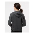 thumbnail image 2 of J. America 8853 Women's Crop Hooded Sweatshirt-BLACK TRIBLEND-XL, 2 of 5