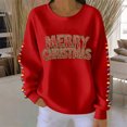 thumbnail image 2 of Yteetum Chandail en Molleton Joyeux Noël pour Femmes, Col Rond Surdimensionné, Tricot Côtelé, Chandail Sans Capuche, Haut Décontracté, Imprimé Graphique de Noël, Col Rond, Manches Longues, Ample, 2 of 4