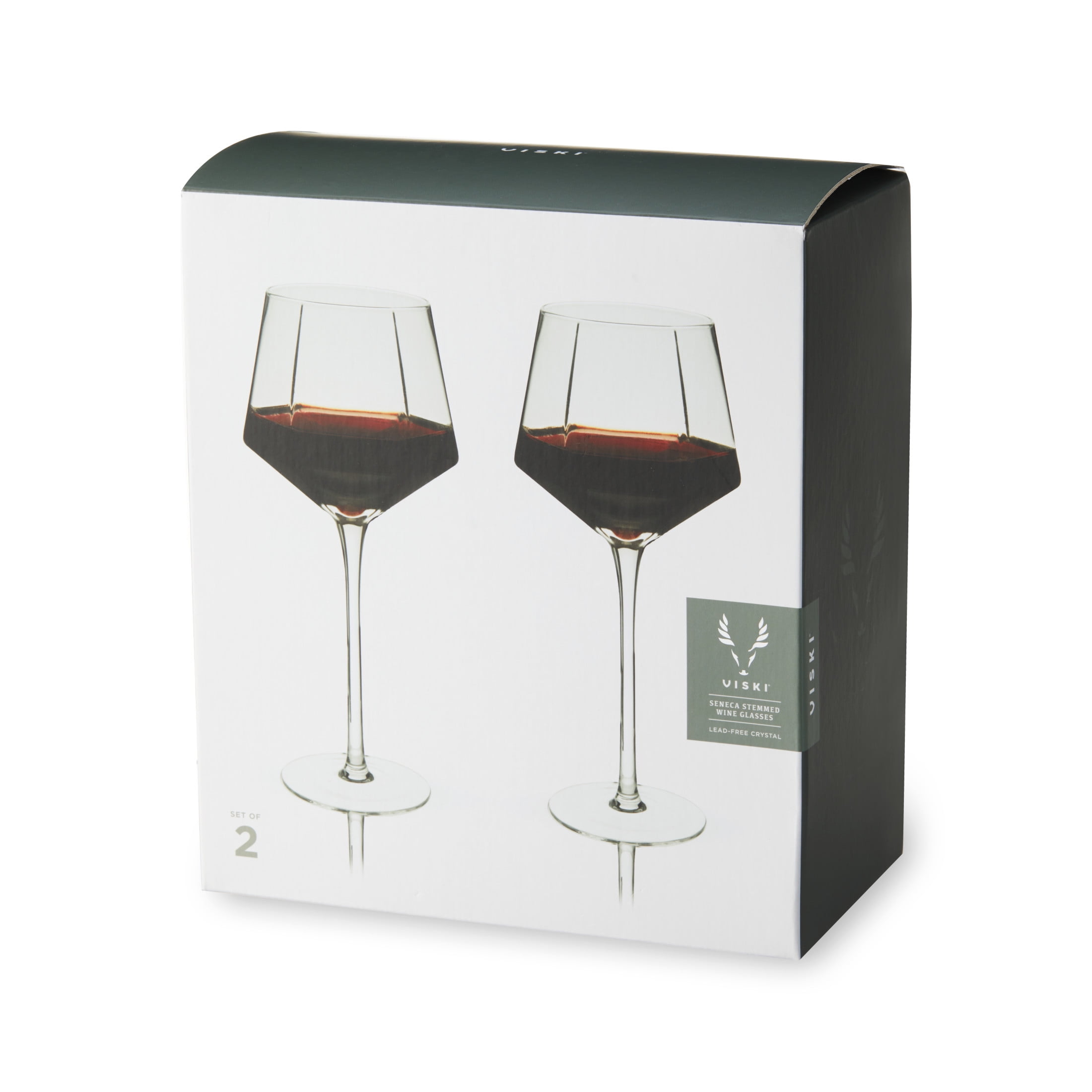 Viski Seneca Long Stem Wine Glasses for Red or White Wine, 15.5 oz Set of 2