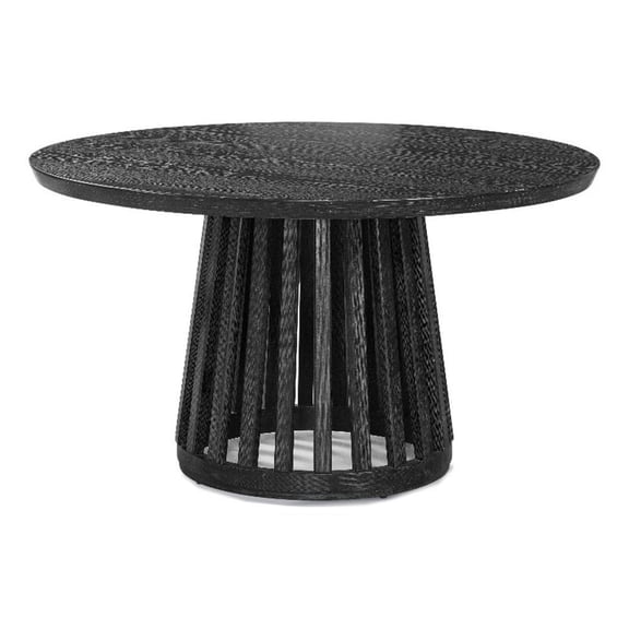 Mateo Contemporary Round Dining Table in Black Wood