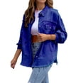 thumbnail image 4 of Women's Basic Button Down Stretch Fitted Long Sleeves Denim Jean Jacket, 4 of 6