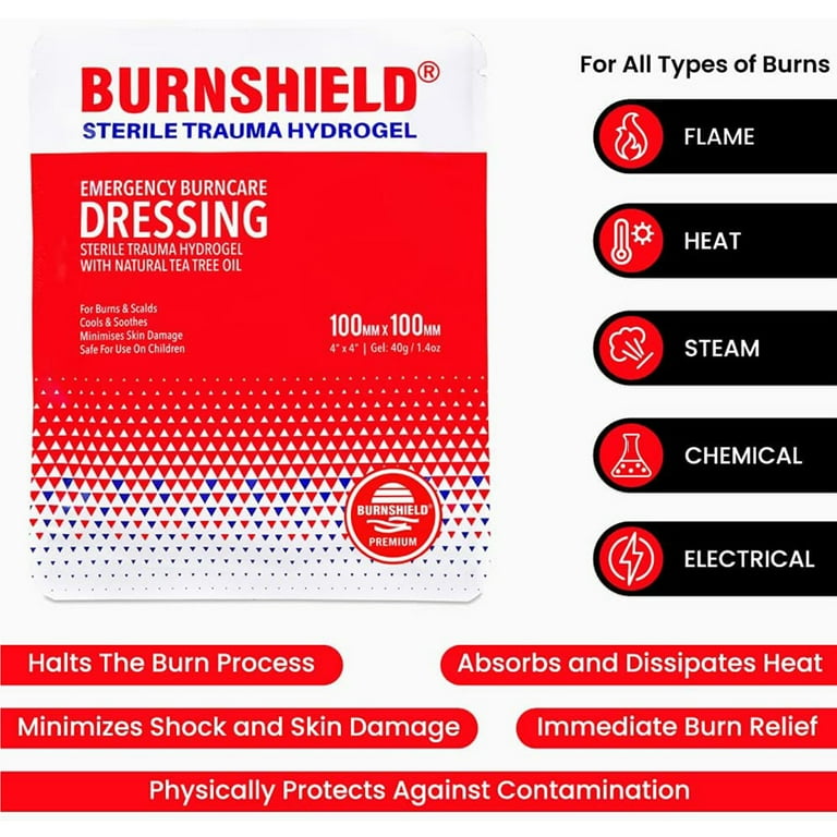 Burnshield Sterile First Aid, Non-Adhesive Pads, Immediate Relief Burn & Wound  Dressing, 6-Count - Walmart.com