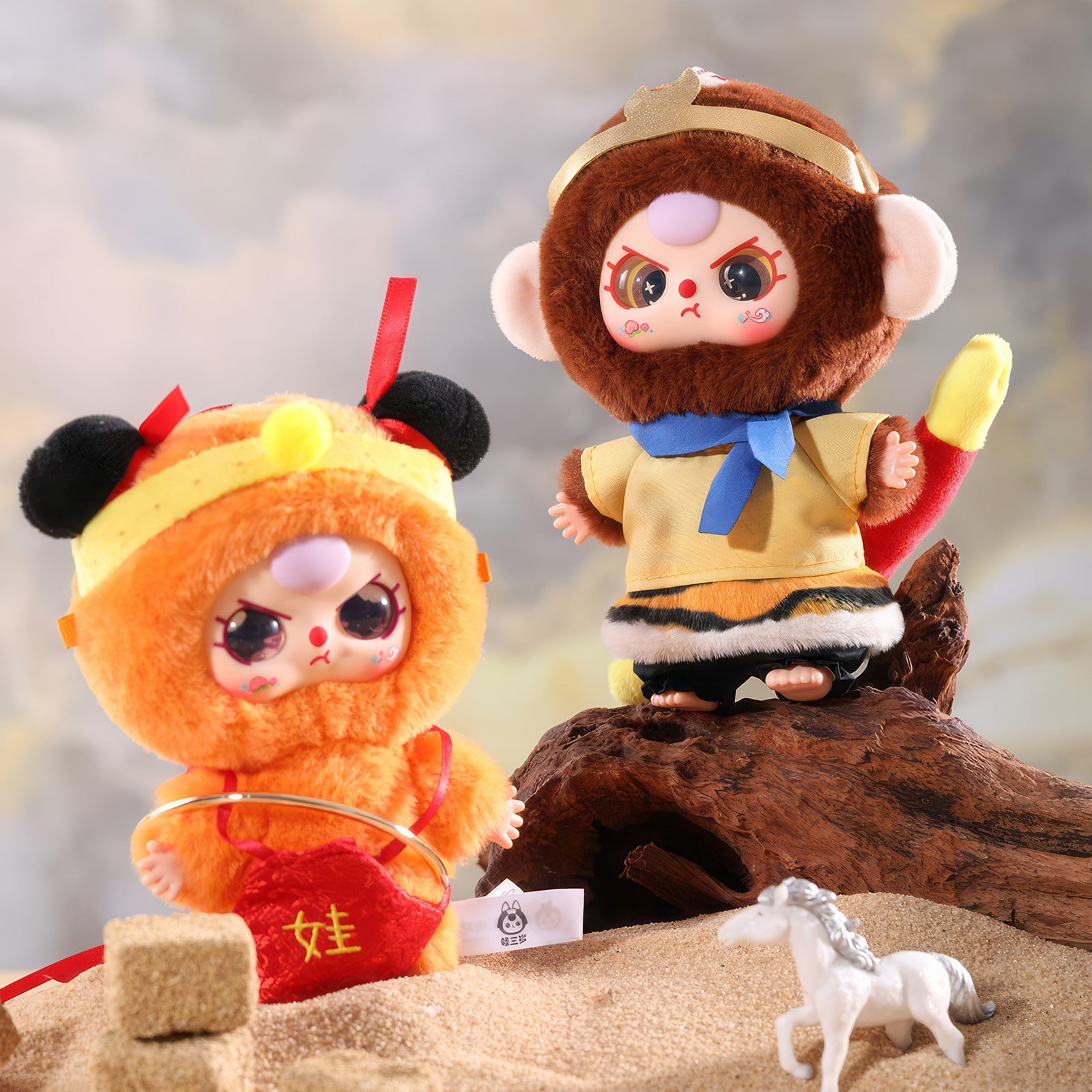 Baby Three Series Blind Box Plush, with 10 total Unique Styles, Cuddly Plush Baby Doll, Mini Plush Animals, Poseable Plush Figure toys, Blind Box Figures, Baby Plush toys, for