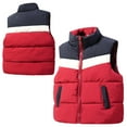 thumbnail image 6 of Esaierrr Kids Toddler Boys Girls Patchwork Colours Down Cotton Waistcoat 3-10Y College Style Vest with Pocket Warm Tops Autumn Winter Sleeveless Jacket, 6 of 7