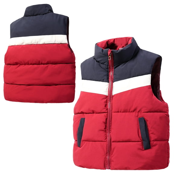 Godderr Girls Boys Fleece Coats Winter Fall Warm Vest Sleevless Outwear Stand-Up Collar Jacke Color-Coordinated Zipper Coat with Pocket for 3-10Y Toddler Kids