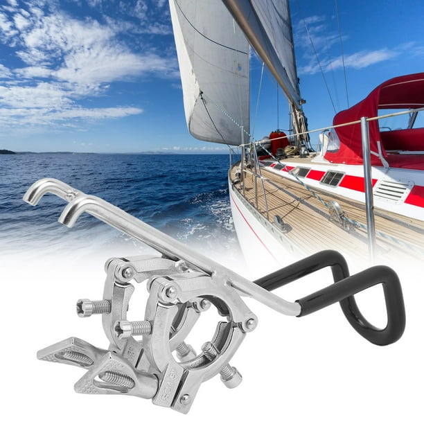 Fishing Pole Dock Holder, Stainless Steel Double Clamp Boat