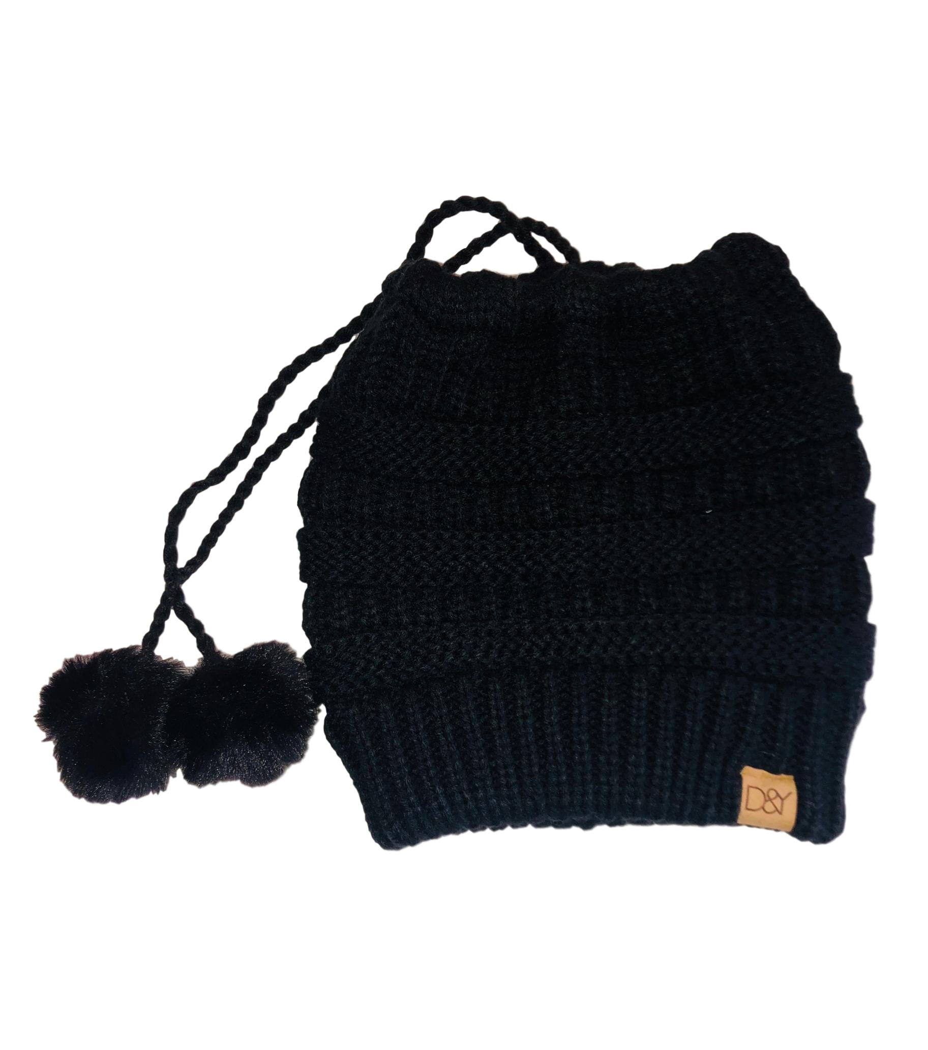 Fam Together Girls Winter Beanie Ponytail Hat With Pom Kids Soft Stretch Knit Beanietail Skull Cap With Messy Bun Ponytail Hole Walmart Com Walmart Com