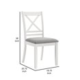 thumbnail image 5 of Benjara Hoa 18 Inch Dining Side Chair Set of 2, Gray Padded Seat, White Solid Wood, 5 of 5