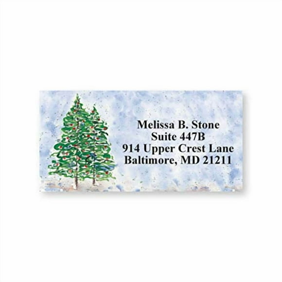 Winter Watercolor Christmas Trees Holiday Sheeted Return Address Labels