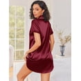 thumbnail image 3 of Ekouaer Silk Nightgowns for Women Button Down Nightshirts Short Sleeve Sleepshirts Sexy Nightdress Satin Sleepwear, 3 of 6