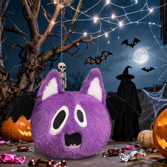 Juguetes y pasatiempos, juguetes, peluches, juguetes de Halloween - Duendes blancos, arañas calabaza, murciélagos morados - Ideal para actividades festivas y bromas, peluche de Halloween