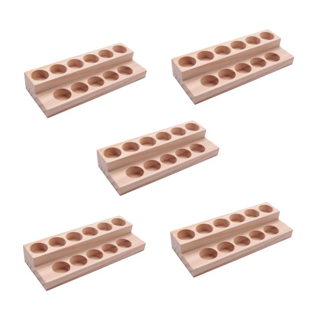 5X 11 Holes Wooden Essential Oil Tray Handmade Natural Wood Display Rack Demonstration Station for 5-15Ml Bottles