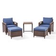 thumbnail image 2 of Opohoro 5-Piece Outdoor Wicker Conversation Set with Lounge Chairs, Side Table and Ottomans for Patio, Porch, or Garden, 2 of 11