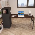 thumbnail image 3 of Adjustable L-Shaped Computer Desk with File Storage, Home Office Writing Table and File Storage Cabinet Set in Black Finish, 3 of 6