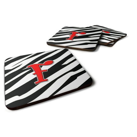 

Carolines Treasures CJ1024-FFC Letter F Initial Monogram - Zebra Red Foam Coaster Set of 4 3 1/2 x 3 1/2 multicolor