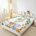 thumbnail image 4 of Feelyou Bowknot Duck Goose Full Size Sheets for Kids, Hippo Zebra Wildlife Bed Sheets, Green Leaf Plant Sheet Sets, Breathable Home Decor, 4pcs, 4 of 7