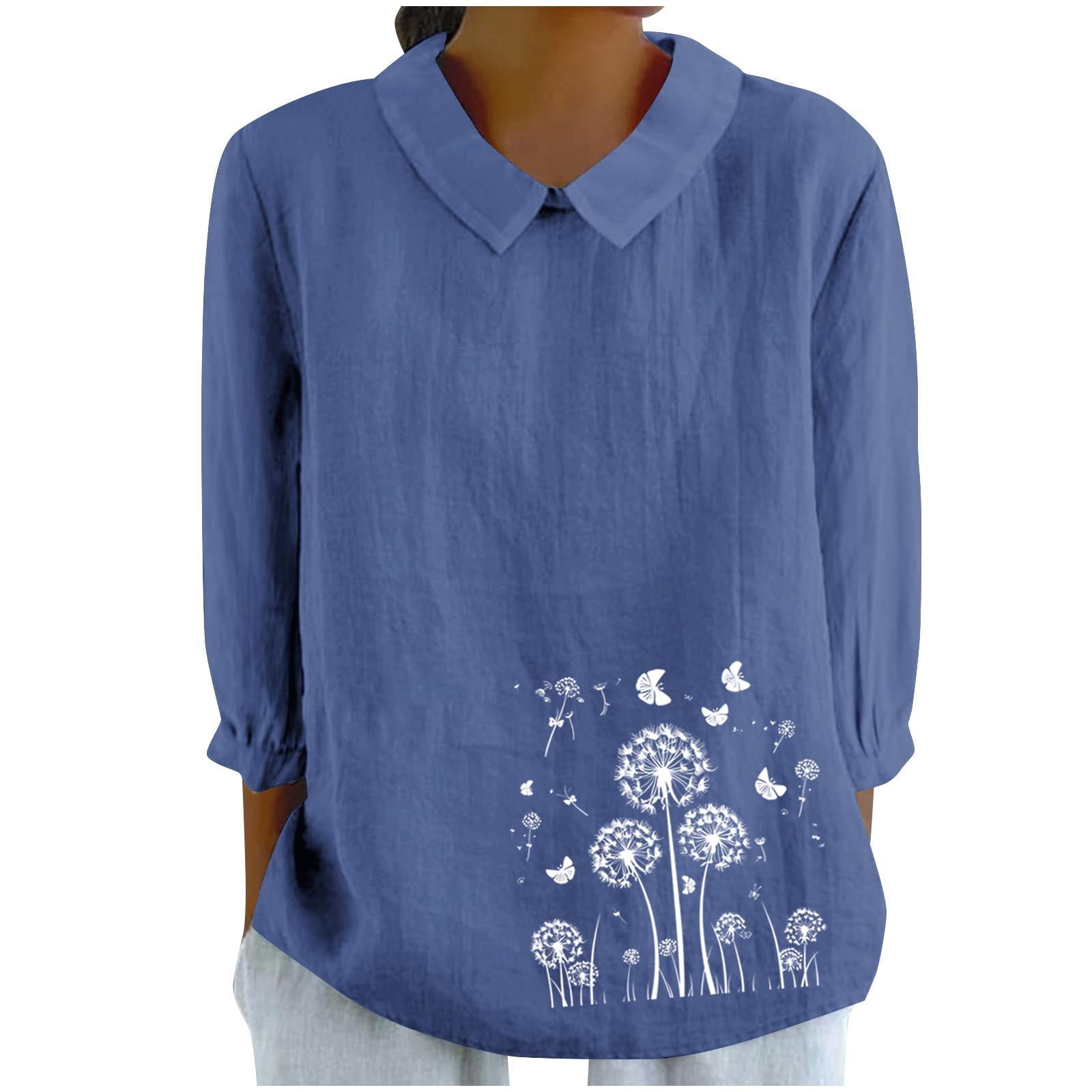 Chemise Ample à Manches 3/4 Pour Femme - Uni - Décontracté - Haut Boutonné - Chemisier Ample Confortable Pour Le Quotidien Au Bureau Et Les Vacances, 1 Vert Kaki., XXL