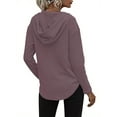 thumbnail image 3 of TARAINYA Women's Long Sleeve V Neck Waffle Weave Drawstring Hoodie Pullover, 3 of 8