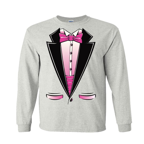 Pink Bow Tie Tuxedo Long Sleeve TShirt