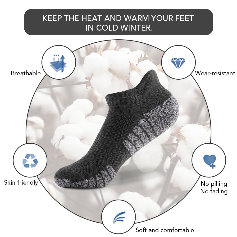 6 Pairs Sports Ankle Socks Athletic Low-cut Socks Thick Knit Autumn Winter Socks Fitness Breathable Quick Dry Socks Wear-resistant Warm Socks Lightweight -skid No-Show Socks For Marathon R