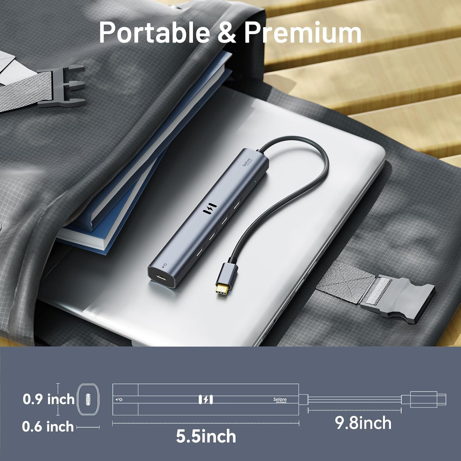 10Gbps USB C Hub with 4K@60Hz Video Display, Selore 5 Ports USB C Splitter 100W PD Charging, C Port Data Transfer, Dongle Multiport Adapter for MacBook Pro, iPad, Dell, HP, and More