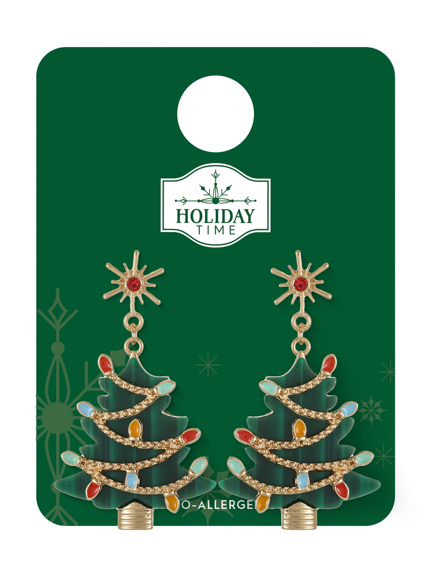 Holiday Time Christmas Tree Earrings, 1 Pair