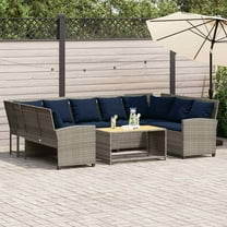 vidaXL Patio Sofa with Cushions Gray Poly Rattan