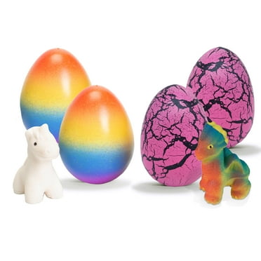 Class Collections Surprise Growing Dragon and Unicorn Hatch Egg Kids Novelty Toy - Pack of 4, Pink 4 Pack Pink and Unicorn