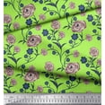 thumbnail image 1 of Soimoi Modal Satin Fabric Leaves & Rose Floral Print Fabric by Yard 42 Inch Wide, 1 of 3