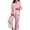 Pink, variant on Women 2 Piece Pajama Set Heart Print Long Sleeves Button Down Lapel Shirt Long Pants Matching Sets Loungewear Pink L