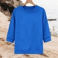 thumbnail image 4 of SuTry Women's 3/4 Sleeve Sweatshirt Crew Neck Loose Fit Pullover Casual Basic Top Relaxed Everyday Wear, 4 of 5