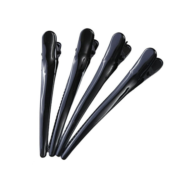 FELTECHELECTR 4Pcs Alligator Clips Simple Design Black Metal Hairdresser Sectioning Clips for Salon Use