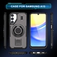 thumbnail image 4 of for Samsung Galaxy S24 FE Case with Rotatable Ring Stand [Military Grade Heavy Duty Shockproof Protective] Finger Ring Heat Breathable Carbon Fiber Texture Rugged Cover for Galaxy S24 FE, Gray, 4 of 9