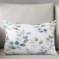 thumbnail image 3 of Teal Blue Botanical Throw Pillow Cover 12 x 20 Inch Decorative Pillow Cover Eucalyptus Leaves Watercolor Summer Lumbar Pillowcase Seasonal Rectangle Cushion Case for Couch Sofa Bed Living Room, 3 of 7