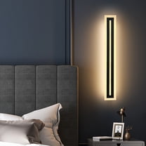 Modern Indoor Outdoor LED Wall Sconces with Warm Lighting, Acrylic Metal Long Stripe Exterior Wall Light with Frosted Lampshade for Porch Patio Living Room Dining Room