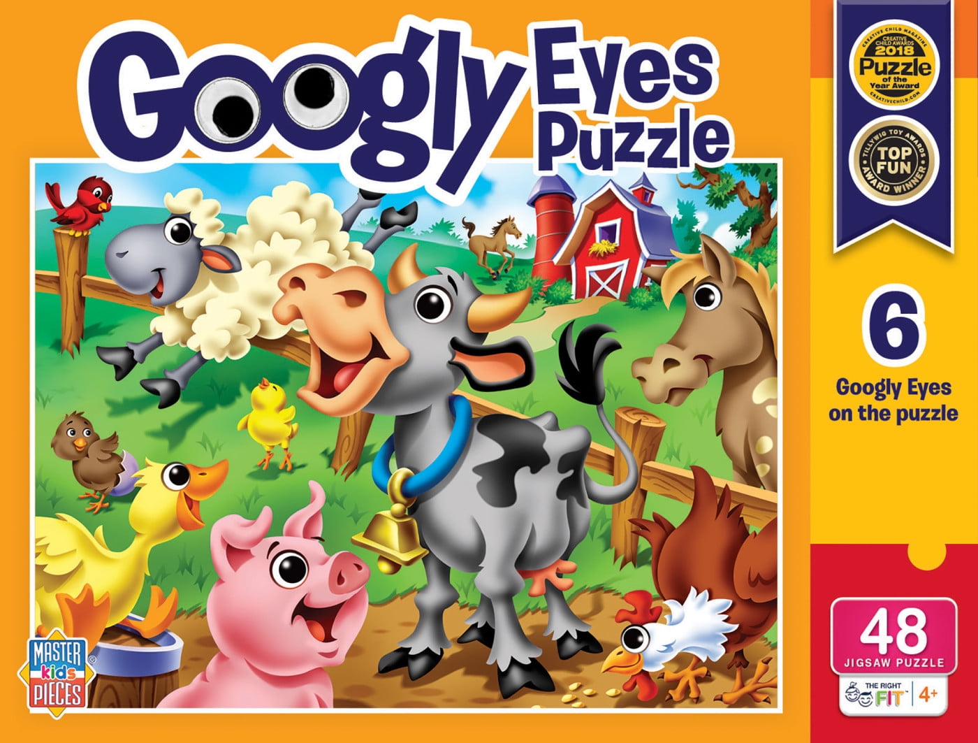 MasterPieces Googly Eyes - Farm Animals - 48 Piece Kids Puzzle