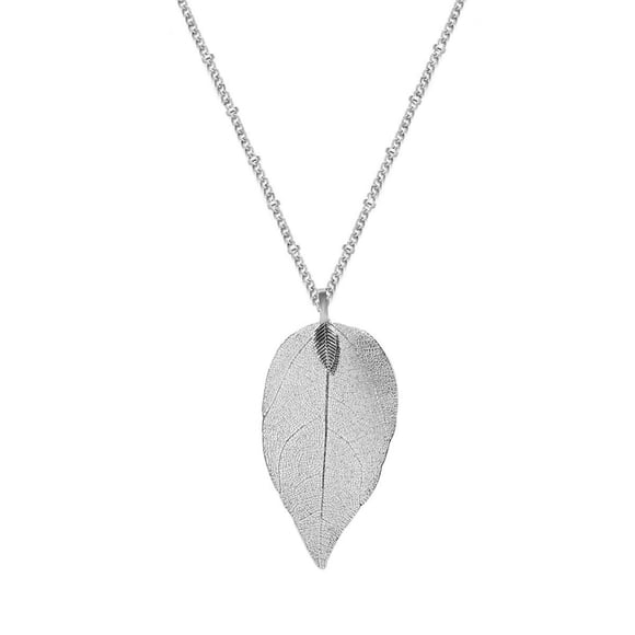 Xingzhi Women Jewelry Simple Exquisite Fashion Accessory Charming Hollow Clothing Ornament Leaf Pendant Long Necklaces for Clothes Decor Silver