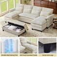 thumbnail image 4 of Pingliang Home 104.7" U Shaped Couch with Storage Ottoman,4 Seat Sectional Sofa with 4 Pillows and Double Chaises,Oversized Chenille Sofa Couch with Removable Ottoman for Living Room Apartment, 4 of 9