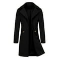 thumbnail image 4 of jtjvou Women's Plus Size Wool Dress Coat Double Breasted Pea Coats Long Trench Coat Black L, 4 of 7