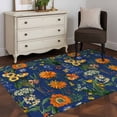 thumbnail image 3 of Area Rugs for Living Room Bedroom, Orange Blue Spring Floral 4'x6' Rug Washable Carpet Runner Indoor Outdoor, Vintage Botanical Summer Flower Non Slip Accent Floor Mats Rug for Kitchen, Office, 3 of 8