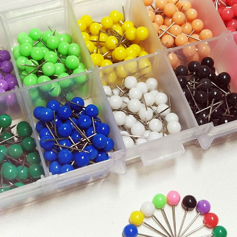 500PCS Multi-Color Map Push Pins Plastic Head Tacks with Steel Point  Thumbtack