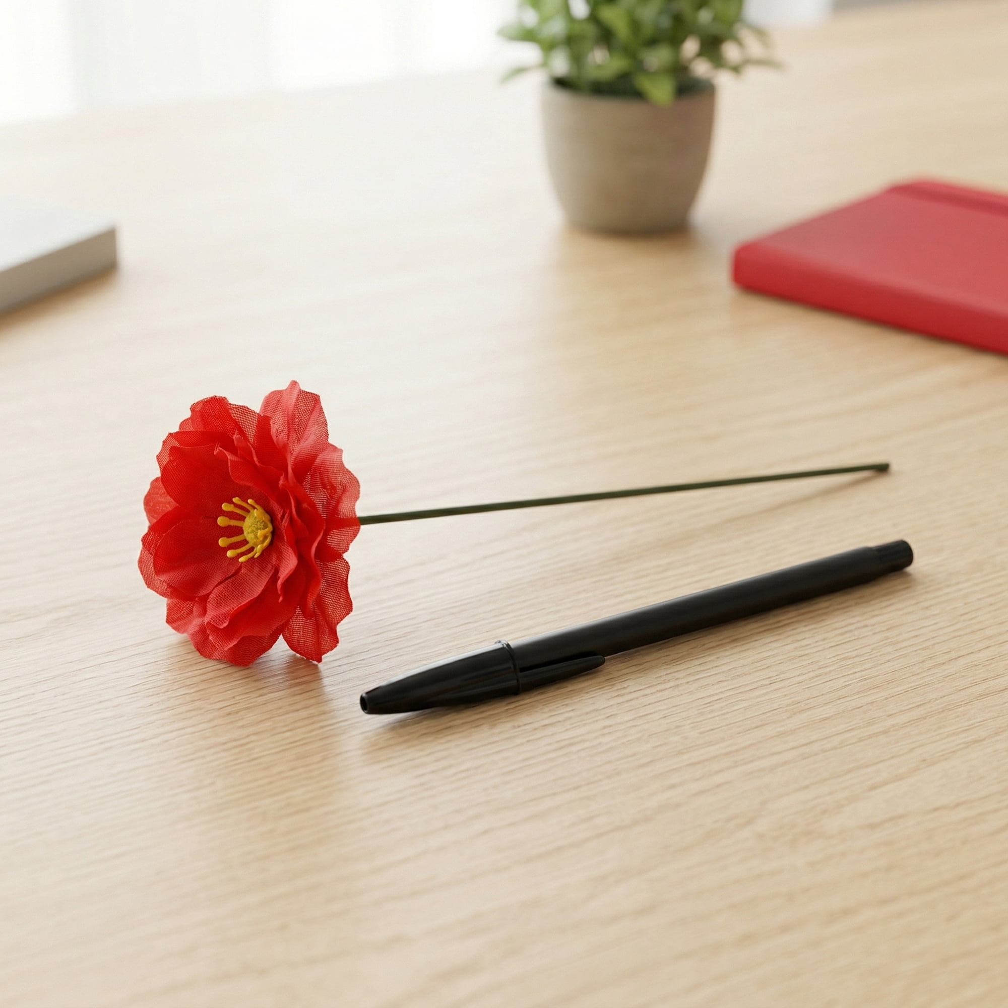 Unique Bargains Artificial Plum Craft Blossom Mini Bouquets Detachable Heads Red 5.9 in