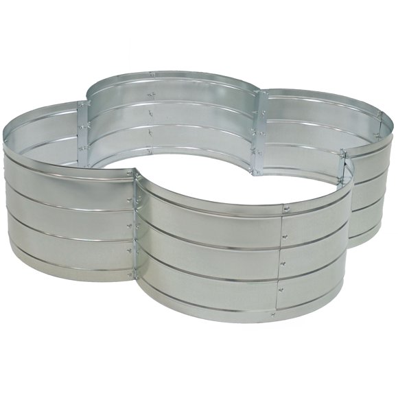 Sunnydaze Galvanized Steel 4-Leaf Clover-Shaped Raised Garden Bed - Silver