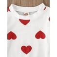 thumbnail image 5 of Kids Toddler Baby Girl Valentine's Day Outfits Long Sleeve Heart T-Shirt Top Red Skirt Spring Fall Clothes Set 1-6T, 5 of 7
