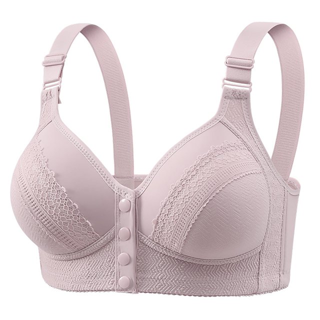 Gathering Front Buckle Back Comfortable Breathable Lace Large Breasts Show Small Non Non Ring Bra