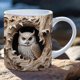 thumbnail image 1 of 3D Owl Ceramic Coffee Mark Cup, Tea Cup, Cute Broken Wall Pattern, 1 of 5