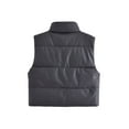 thumbnail image 5 of Sedceaty Women Sleeveless Puffer Vest Warm Lightweight PU Leather Zipper Jacket Autumn Winter Outerwear, 5 of 9